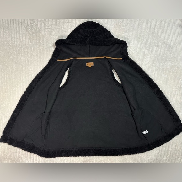 Kookaburra By Ugg Black Sherpa Hooded Vest/Jacket Women’s Size Large - Picture 7 of 11